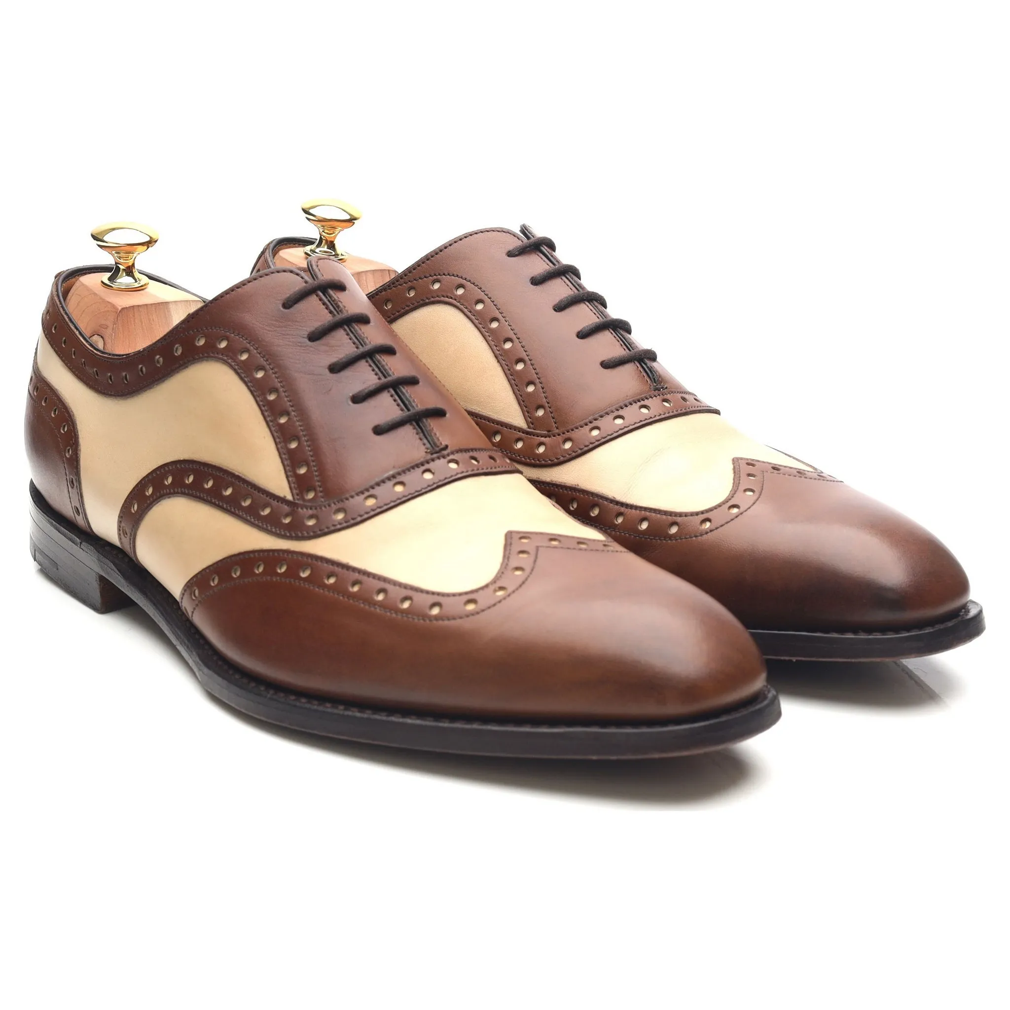 'Cambridge' Brown Beige Two Tone Leather Brogues UK 11 FX