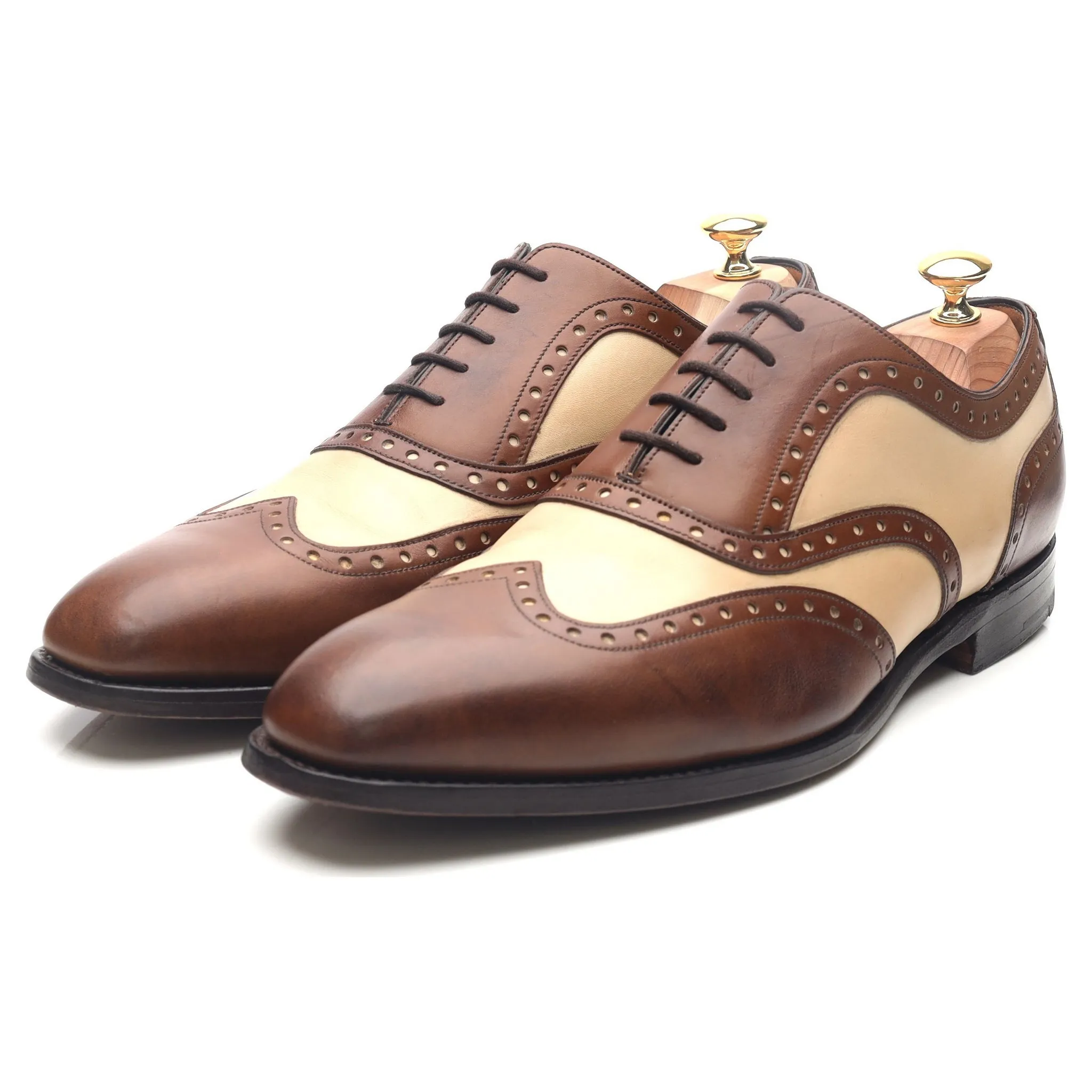 'Cambridge' Brown Beige Two Tone Leather Brogues UK 11 FX