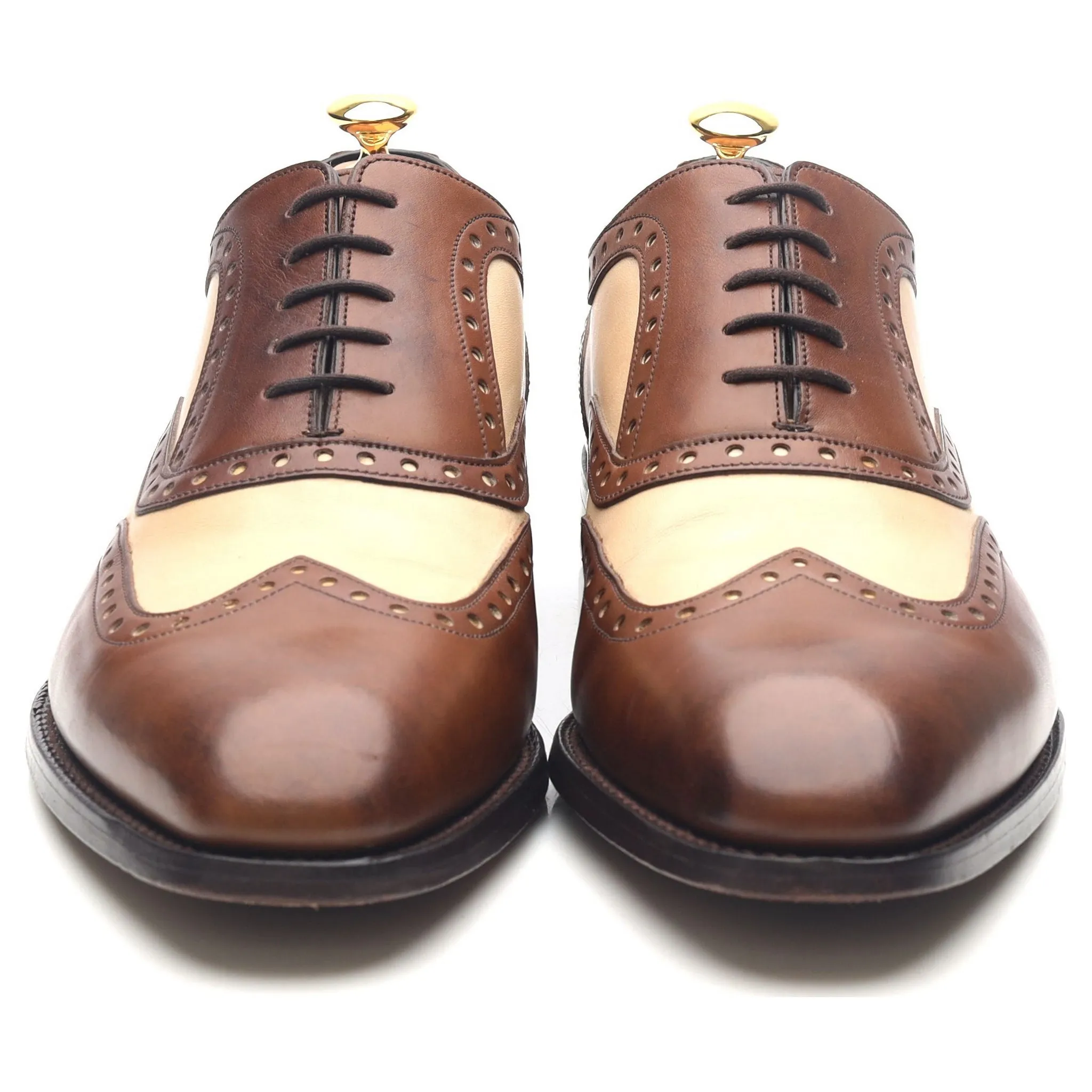 'Cambridge' Brown Beige Two Tone Leather Brogues UK 11 FX