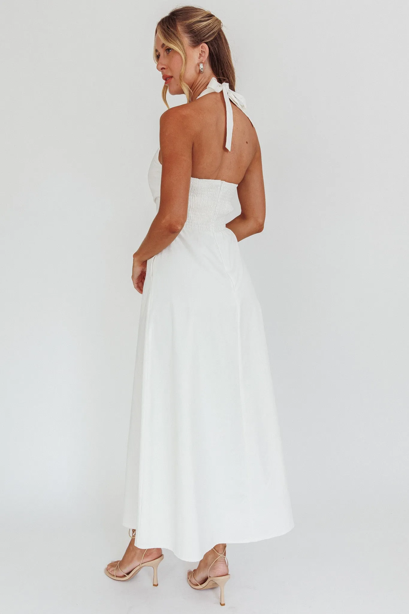 Can't Compete A-Line Halter Maxi Dress White