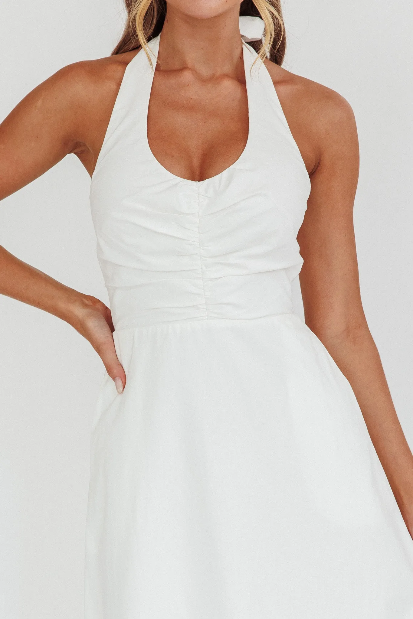 Can't Compete A-Line Halter Maxi Dress White