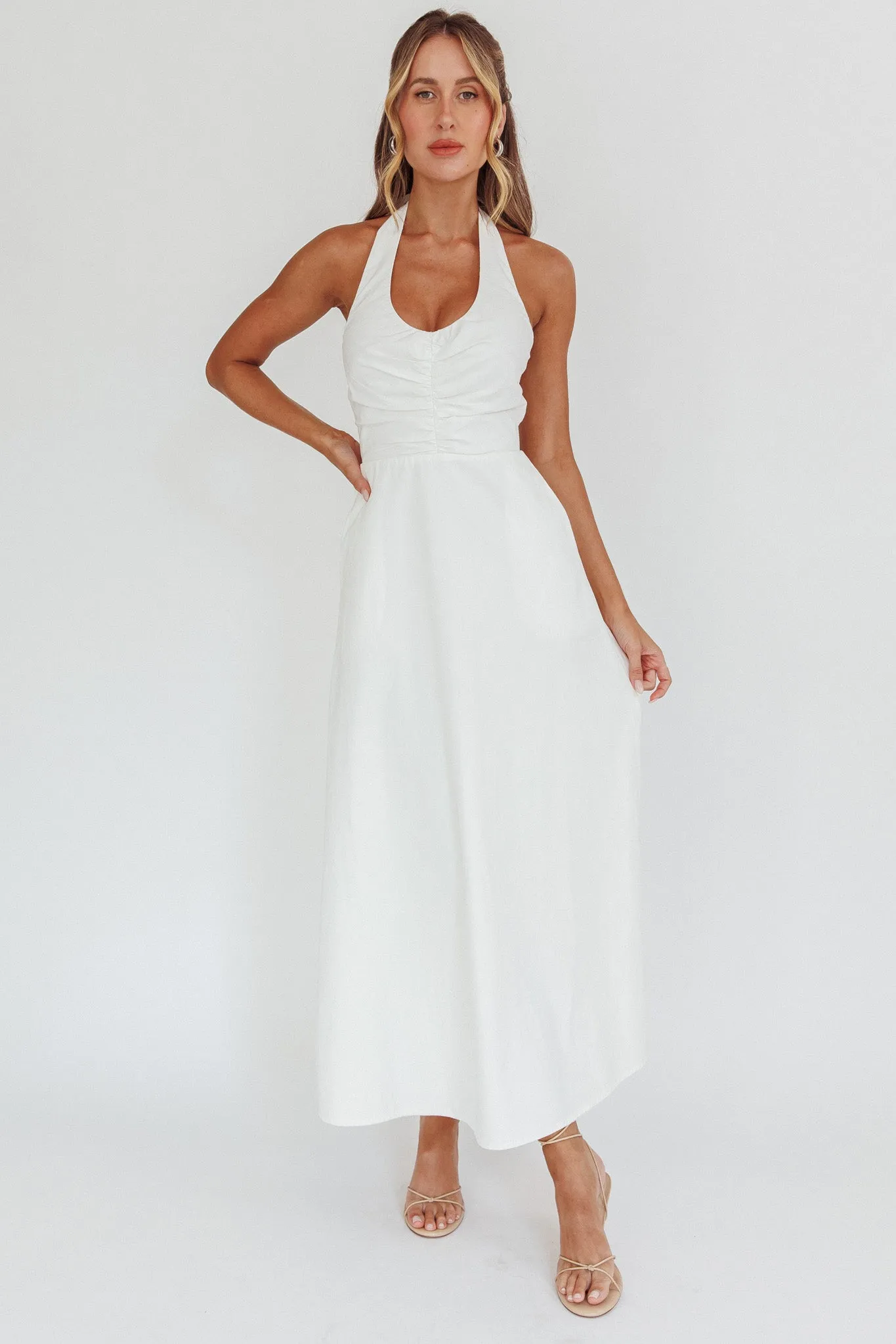 Can't Compete A-Line Halter Maxi Dress White