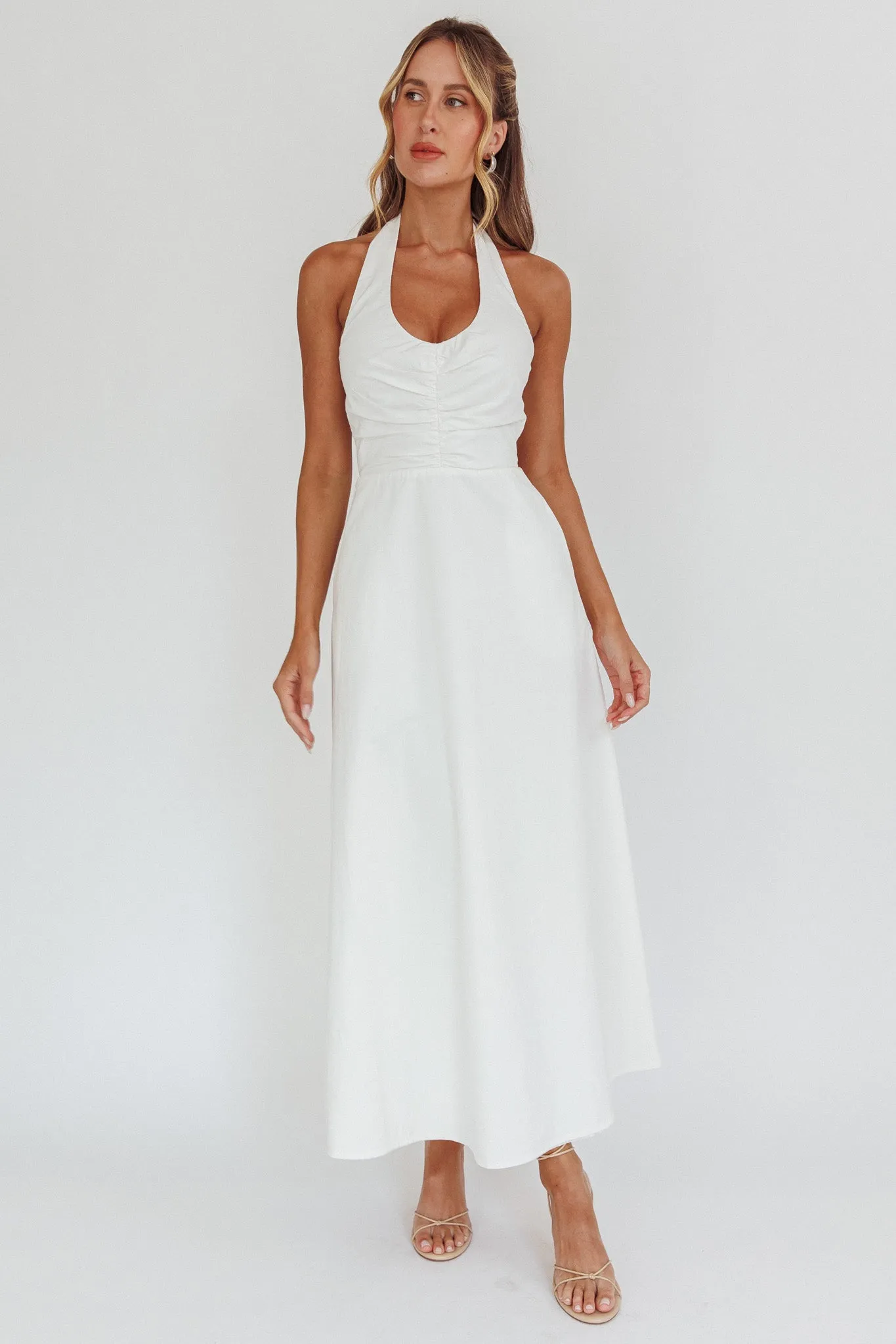 Can't Compete A-Line Halter Maxi Dress White