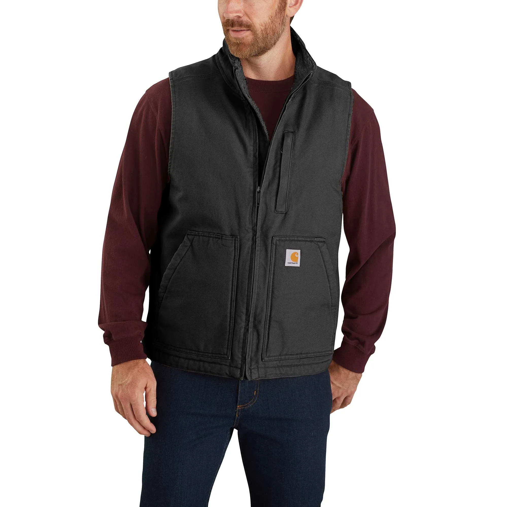 Carhartt Men&#x27;s Washed Duck Lined Mock Neck Vest Black | Buy Carhartt Men&#x27;s Washed Duck Lined Mock Neck Vest Black here | Outnorth