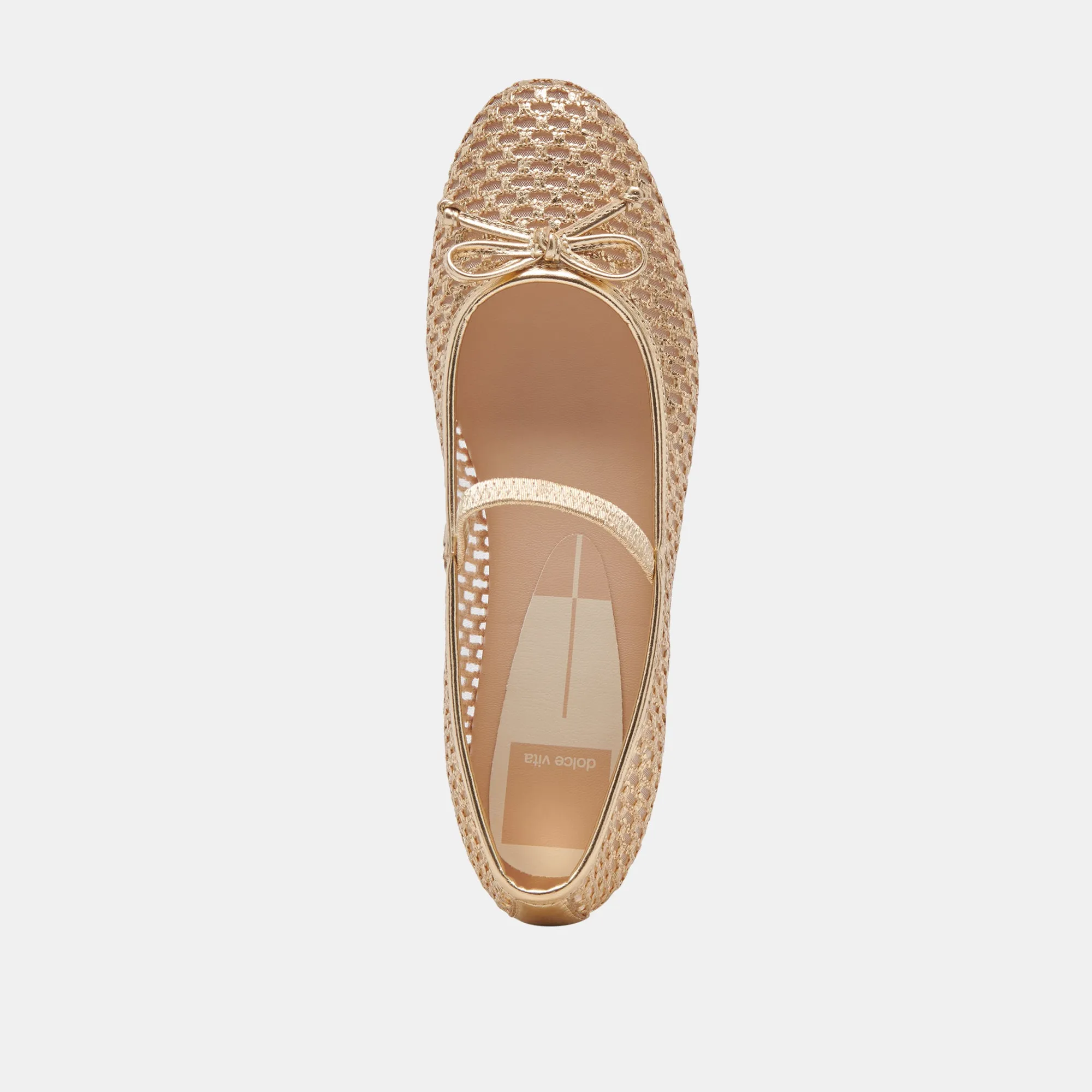 CARIN RAFFIA BALLET FLATS GOLD RAFFIA