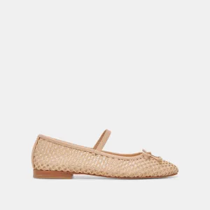 CARIN RAFFIA BALLET FLATS LT NATURAL RAFFIA