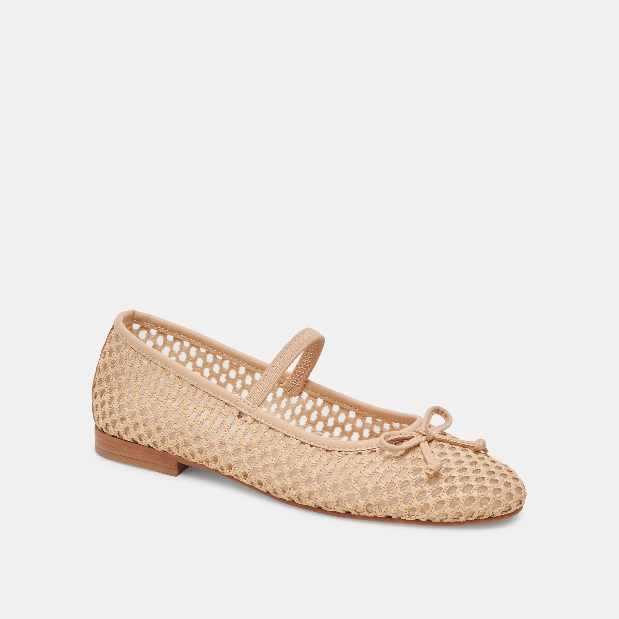 CARIN RAFFIA BALLET FLATS LT NATURAL RAFFIA