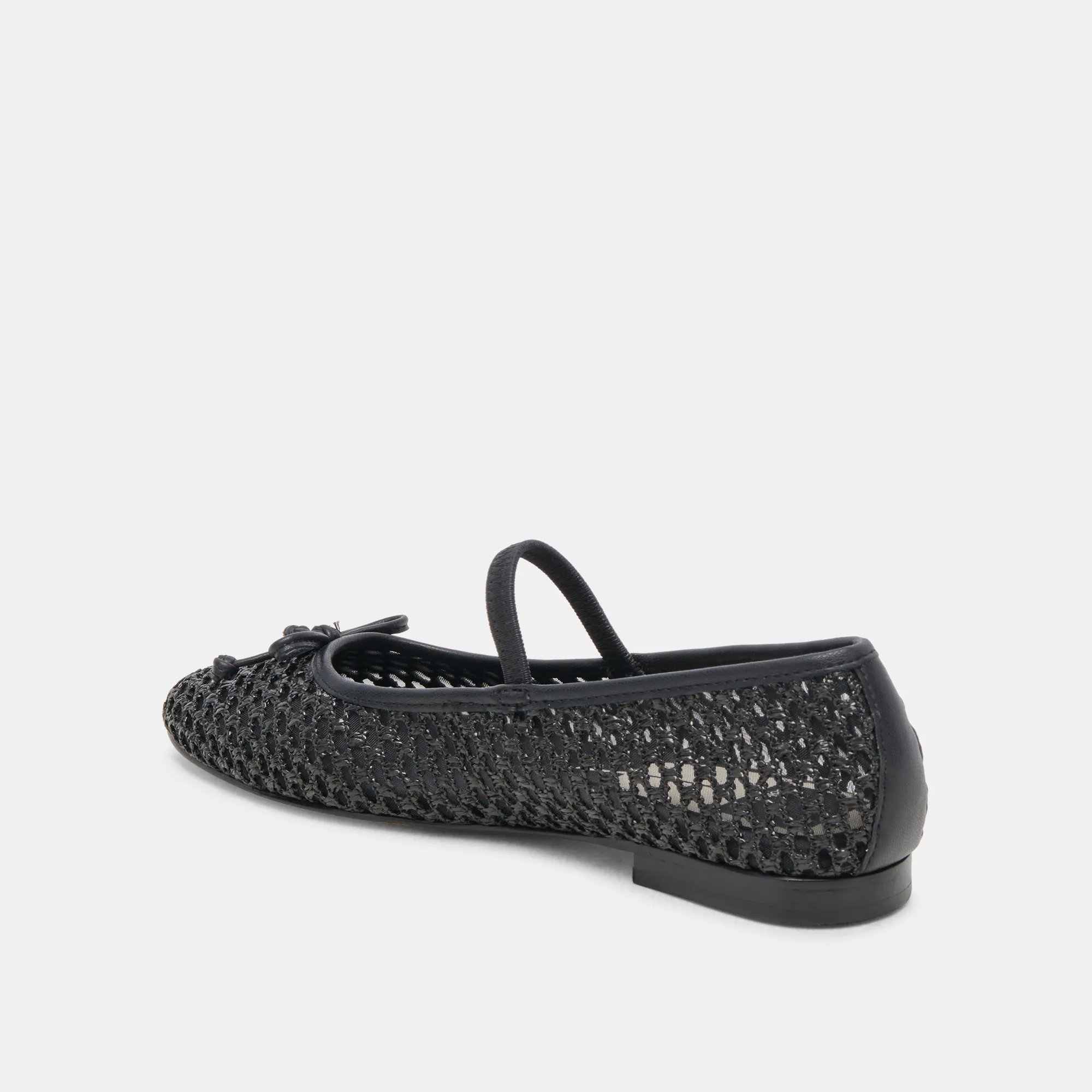 CARIN RAFFIA BALLET FLATS ONYX RAFFIA