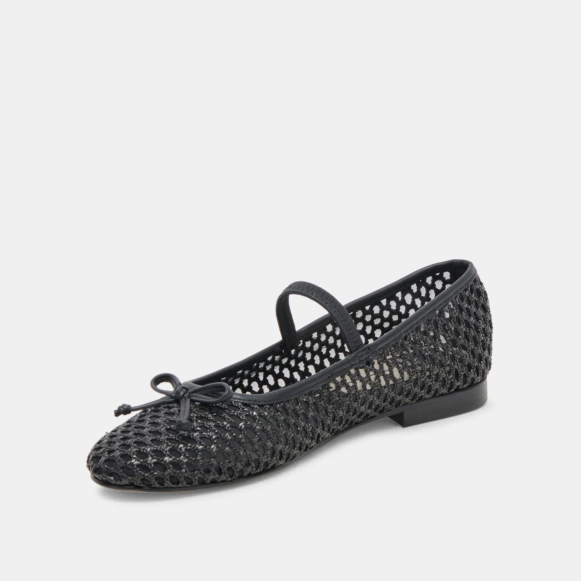 CARIN RAFFIA BALLET FLATS ONYX RAFFIA