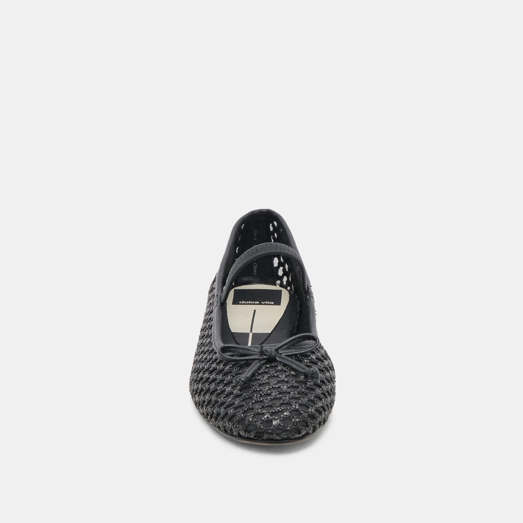 CARIN RAFFIA BALLET FLATS ONYX RAFFIA