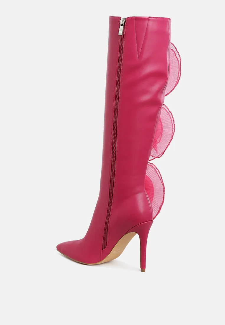 Chinkara Sheer Big Rose Detail Long Boots