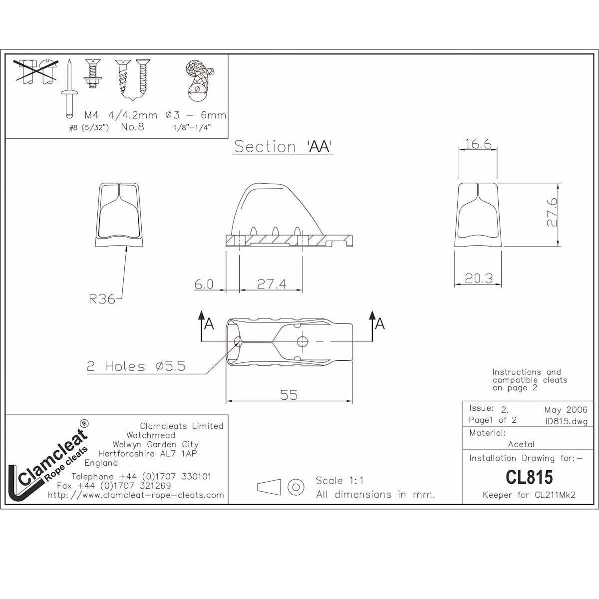 Clamcleat CL815 Keeper for Mk2 Racing Juniors - CL815