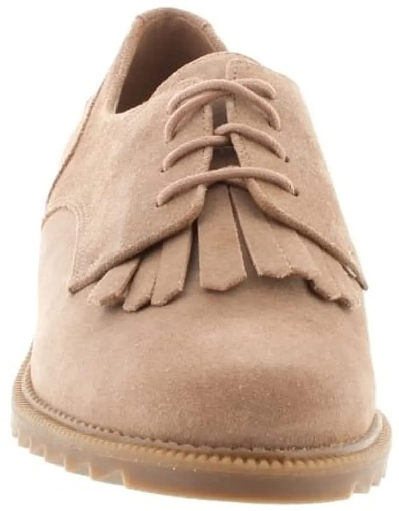 Clarks Griffin Mabel Taupe Suede Leather Womens Brogues