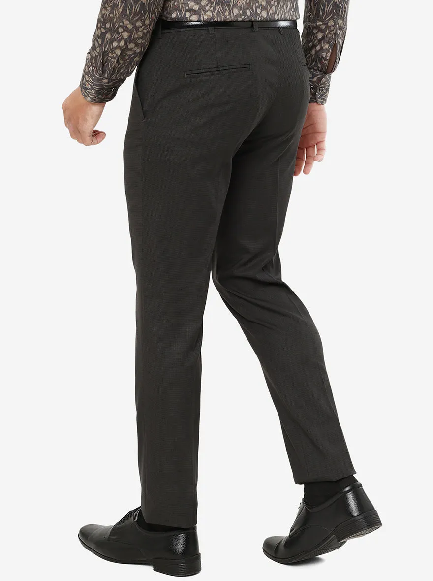 Comfy Brown Solid Slim Fit Formal Trouser | Metal