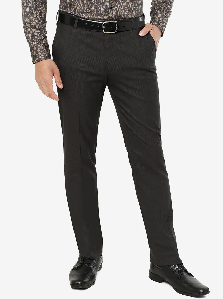 Comfy Brown Solid Slim Fit Formal Trouser | Metal