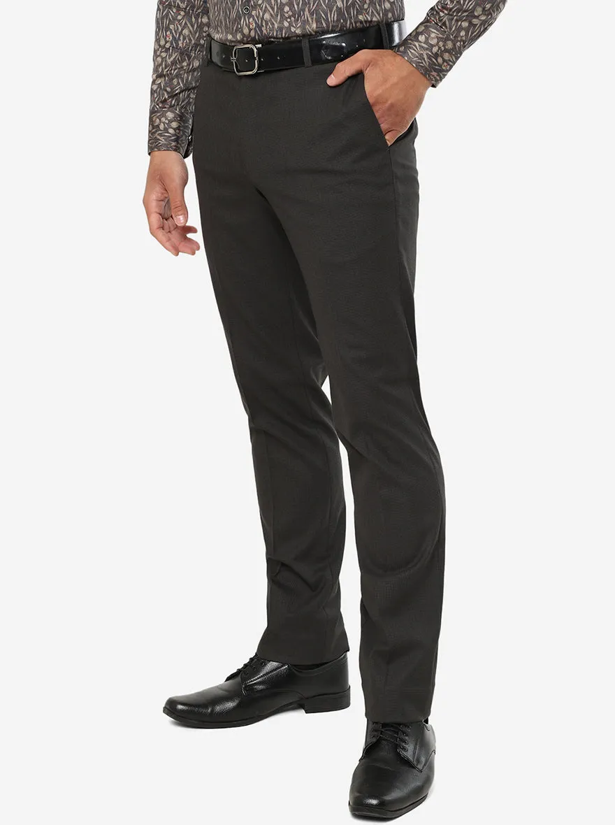 Comfy Brown Solid Slim Fit Formal Trouser | Metal