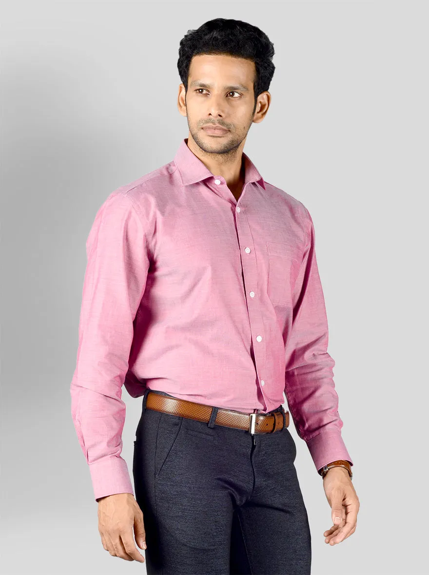 Coral Pink Solid Regular Fit Formal Shirt | JadeBlue