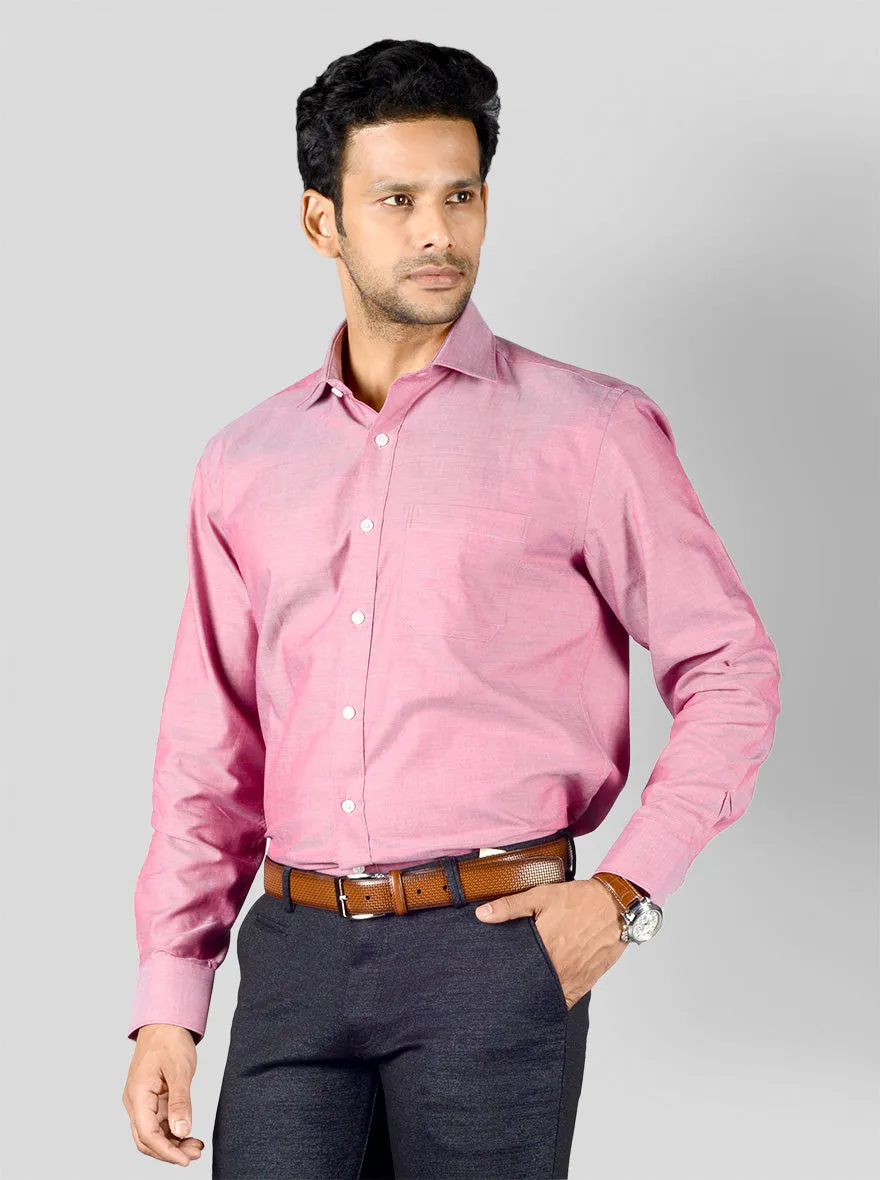 Coral Pink Solid Regular Fit Formal Shirt | JadeBlue