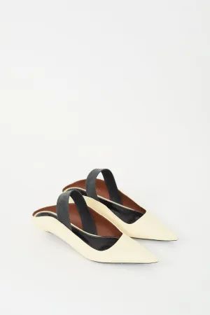 Cream Leather Pointed Toe Mule