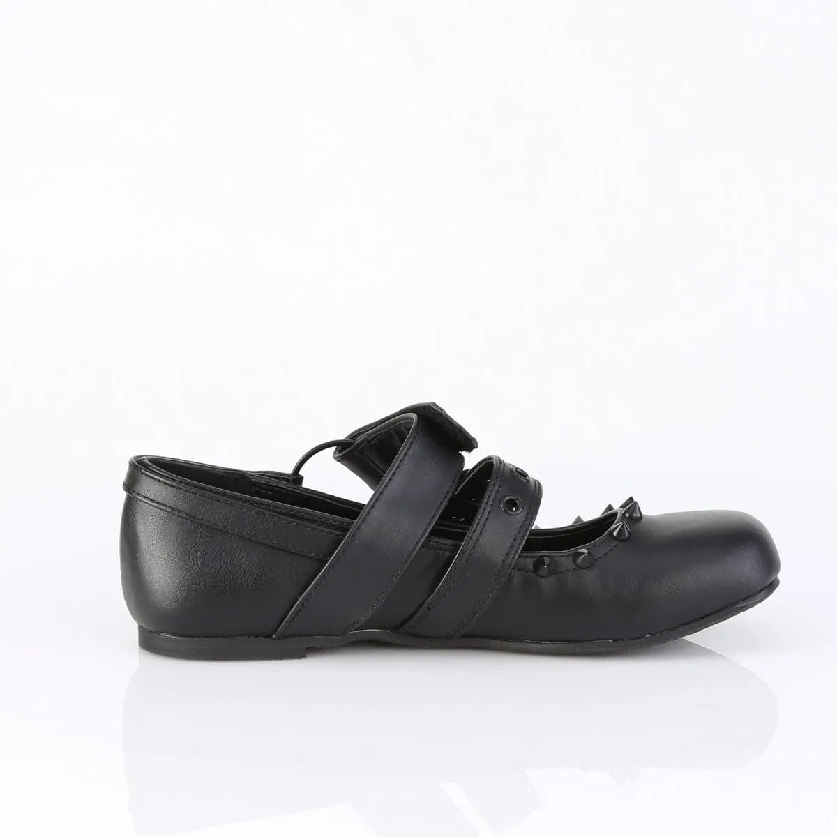 DAISY-08 Black Vegan Leather Flats