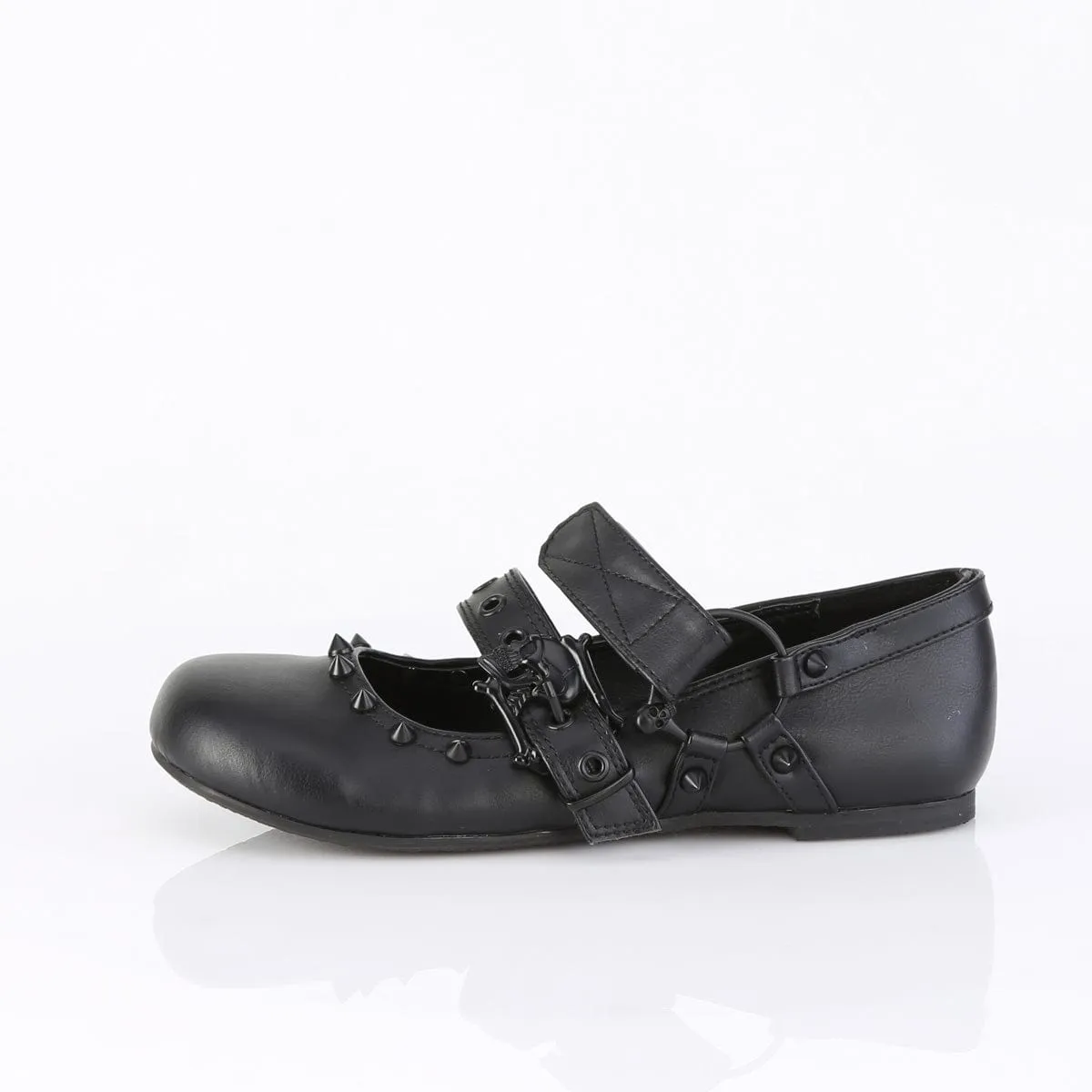 DAISY-08 Black Vegan Leather Flats