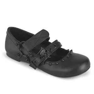 DAISY-08 Black Vegan Leather Flats