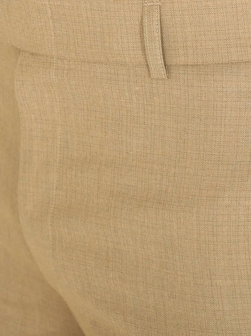 Dark Beige Solid Slim Fit Formal Trouser | Greenfibre