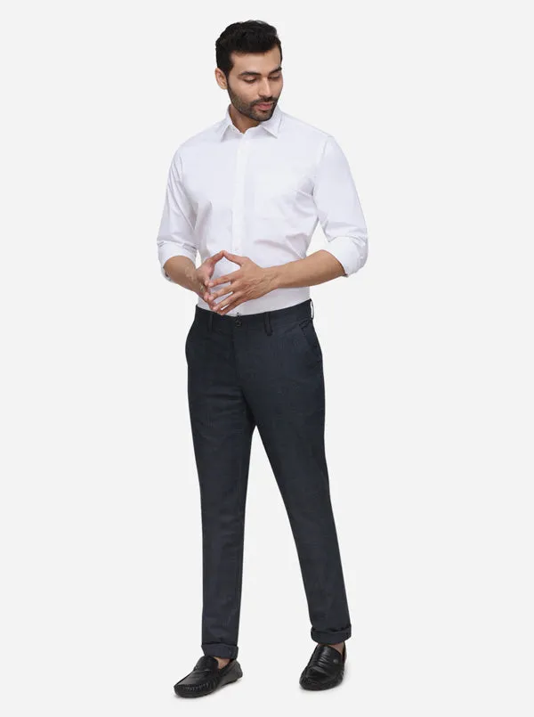 Dark Grey Checked Uno Fit Casaul Trouser | JadeBlue