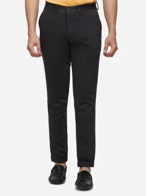 Dark Grey Solid Slim Fit Casual Trouser | JadeBlue