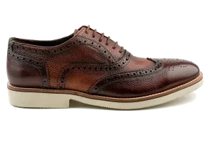 Debbano Tai Oxford Dress Sneakers, Full Grain Leather & Semi Brogue Detailed Men's Dress Shoes That Feel Like Sneakers, Wingtip Brown Oxford Shoes