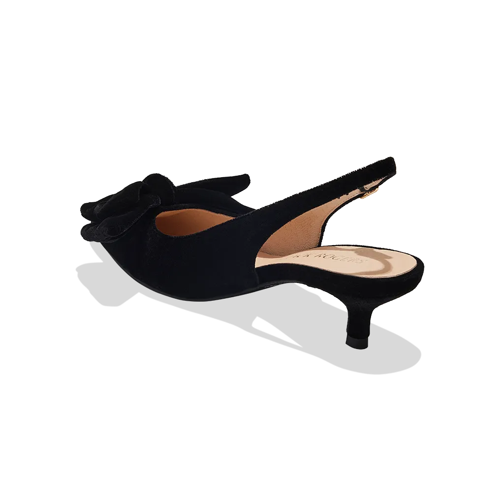 Debra Sling Back Velvet Kitten Heel