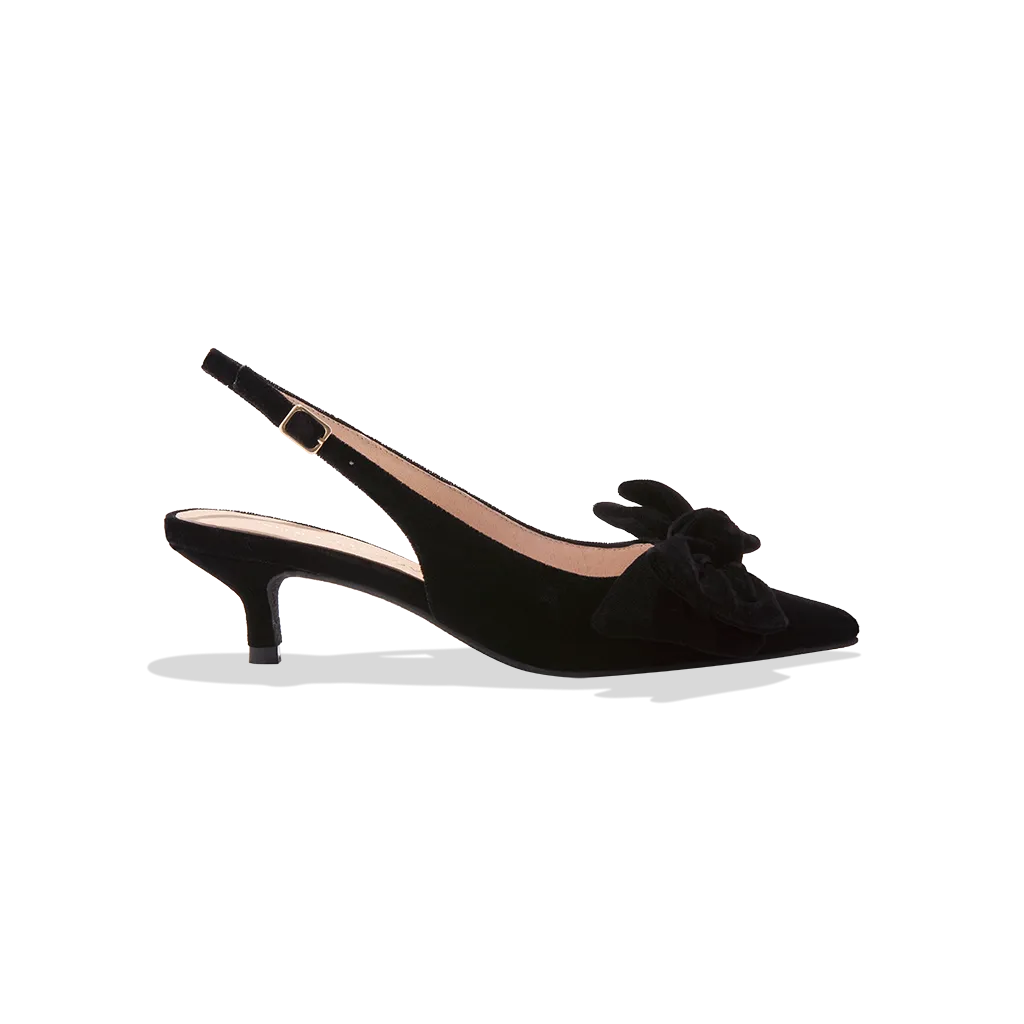 Debra Sling Back Velvet Kitten Heel