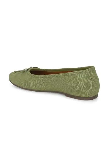 Delize Light Green Women Reptile Print Ballerina -38