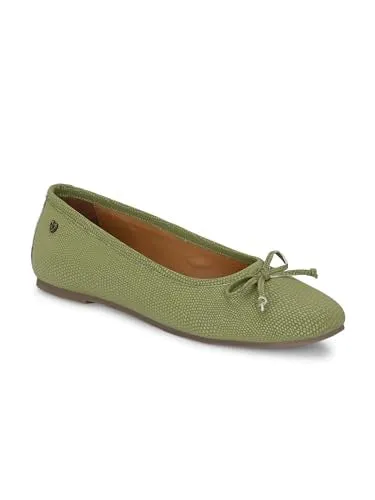 Delize Light Green Women Reptile Print Ballerina -38