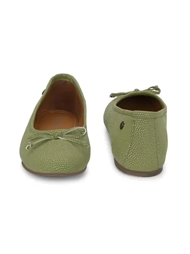 Delize Light Green Women Reptile Print Ballerina -38