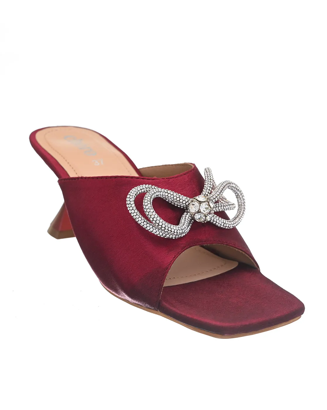 Designer Wine Colored satin heels for Women