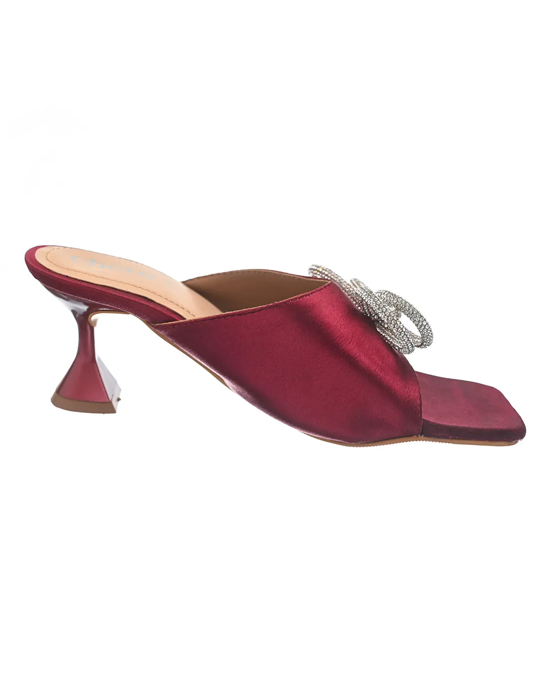 Designer Wine Colored satin heels for Women