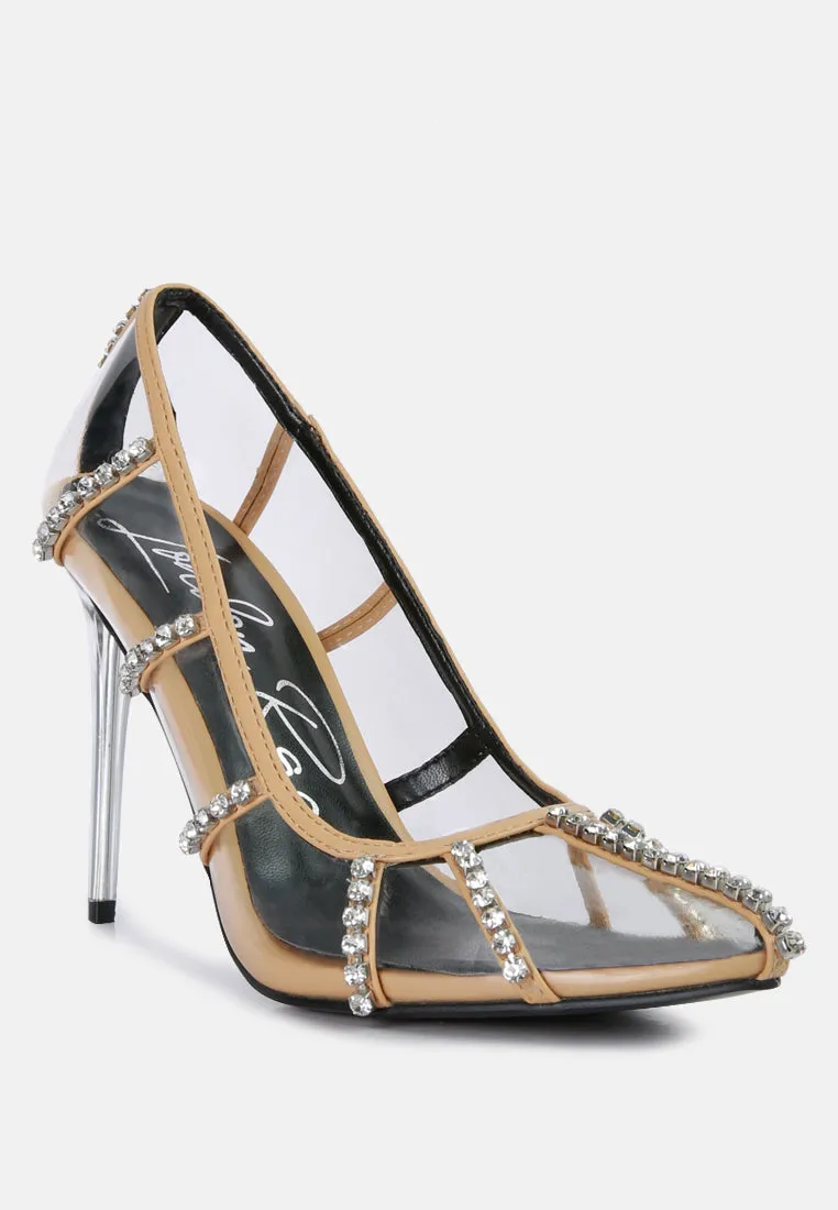 Diamante Clear Stiletto Heel Pumps