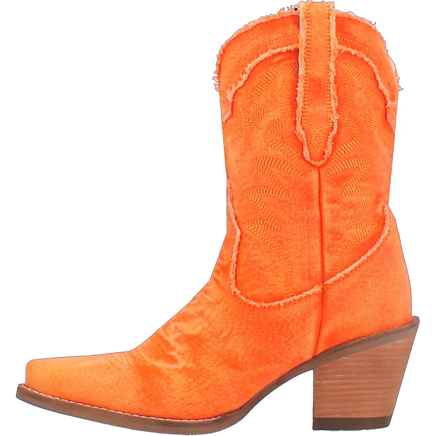 Dingo Ladies Y'all Need Dolly Orange Denim Fashion Western Snip Toe Boots