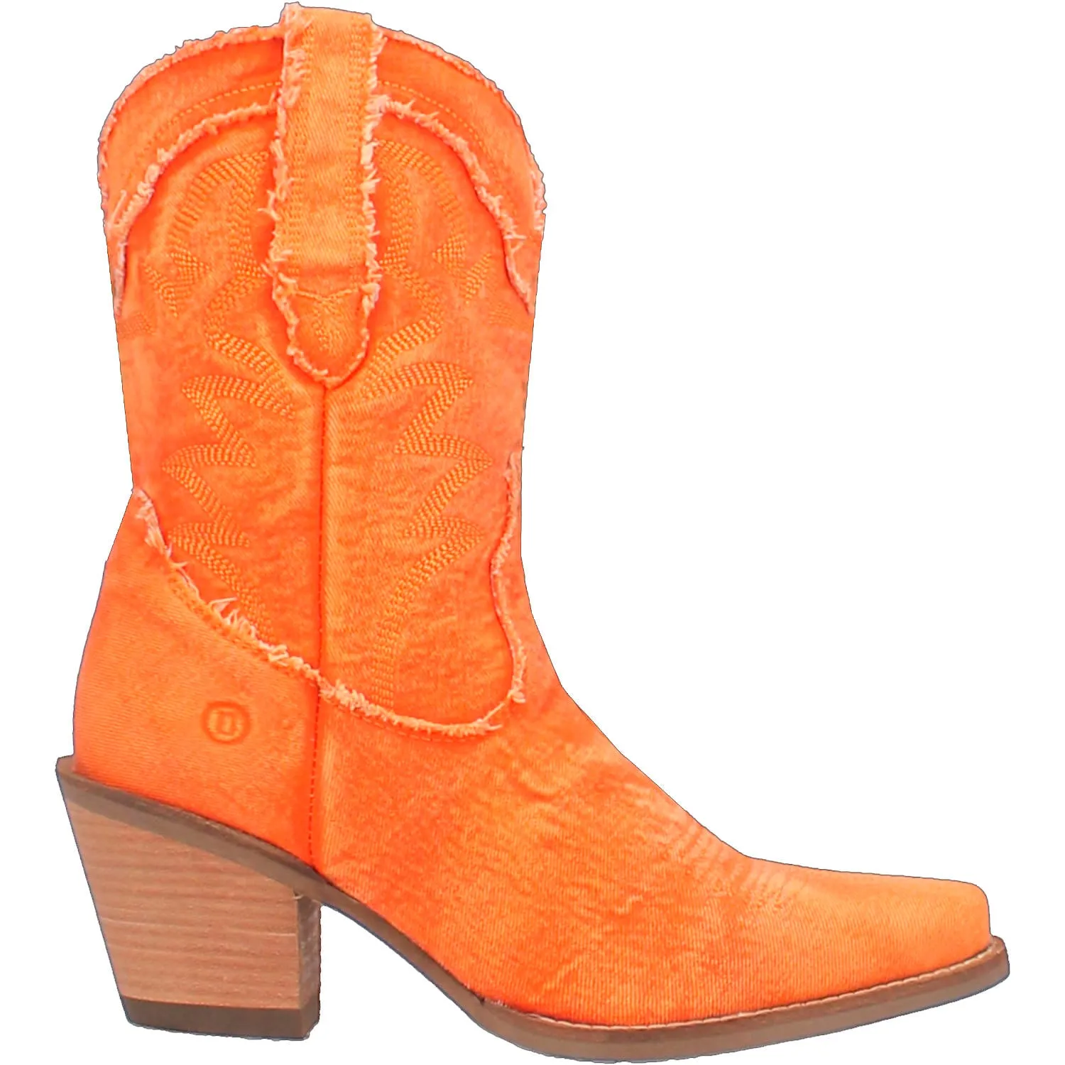 Dingo Ladies Y'all Need Dolly Orange Denim Fashion Western Snip Toe Boots