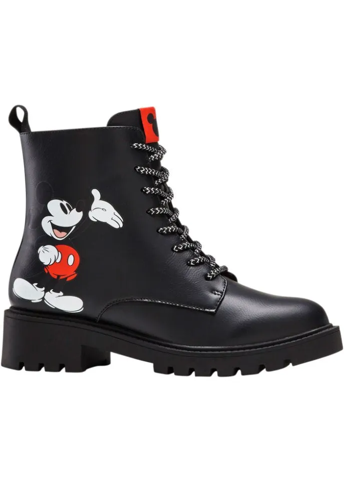 Disney lace-up boots with Disney Mickey Mouse, black