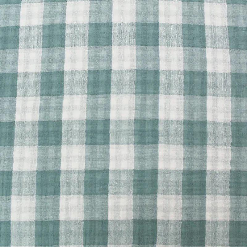 Double Gauze - Reversible - Duck Egg Blue Gingham