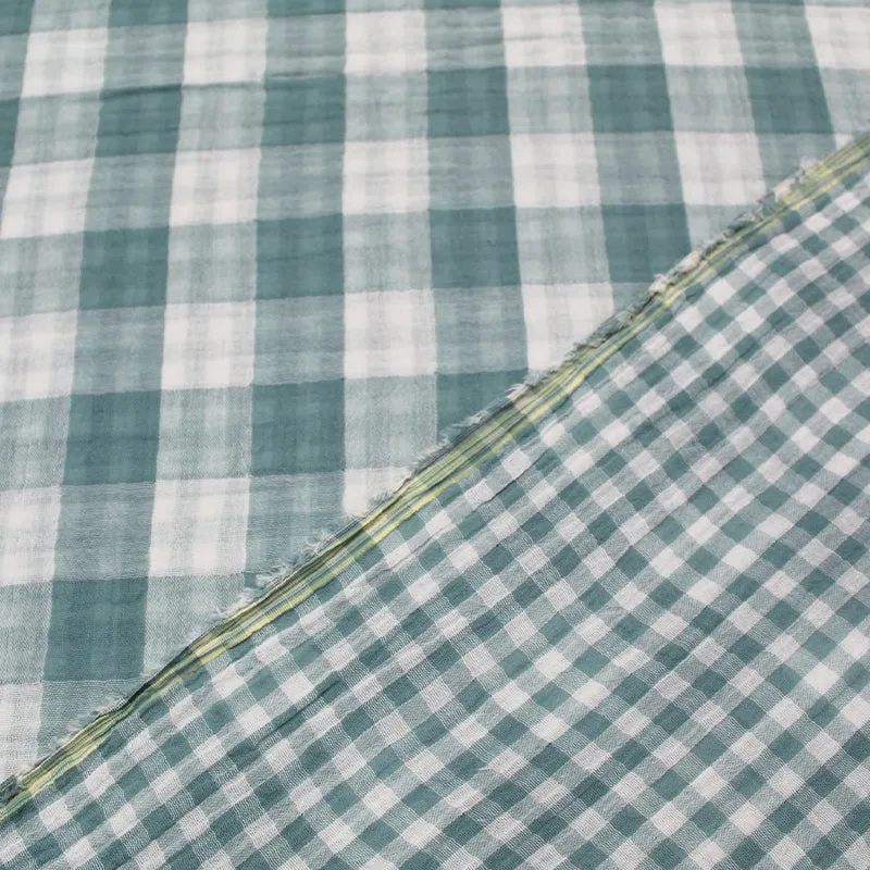 Double Gauze - Reversible - Duck Egg Blue Gingham