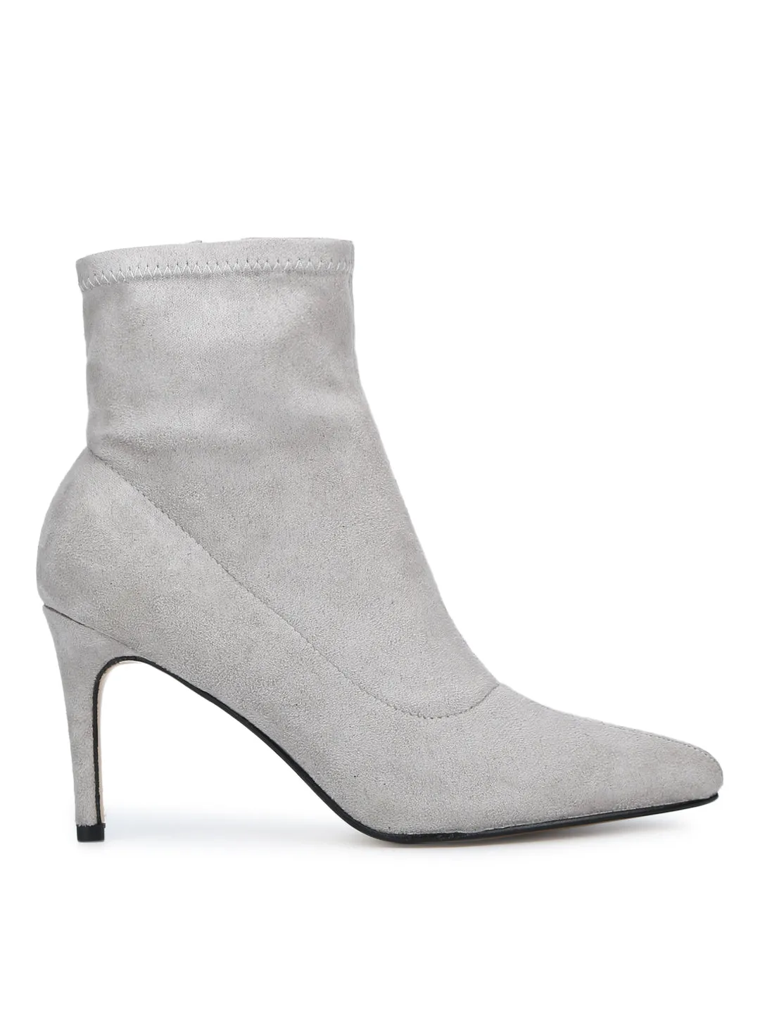 Dove Grey Micro Sock Low Heel Ankle Boots