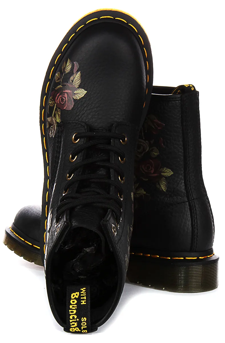 Dr Martens 1460 Decayed Flower In Black For Women