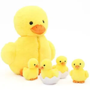 Duck Stuffed Toy with Duck Babies, Yellow, 16 Inches