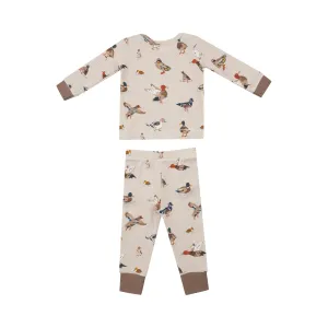 Ducks Long Sleeve Waffle Weave Loungewear Set