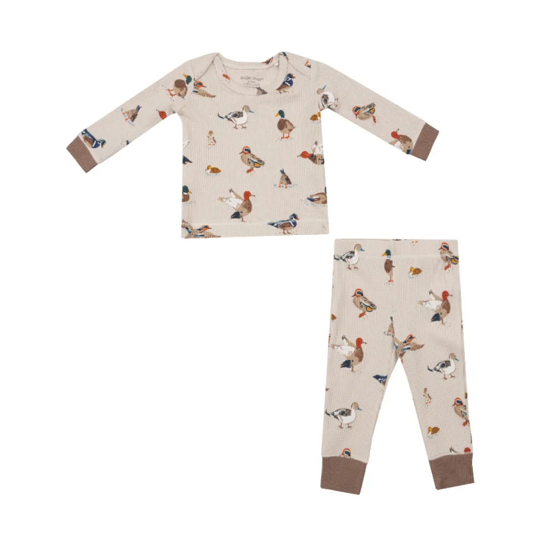 Ducks Long Sleeve Waffle Weave Loungewear Set