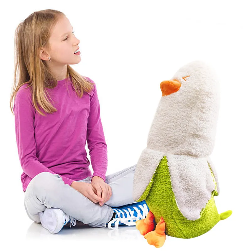 ELAINREN Green Banana Duck Plush Toy Cute Green Duck Stuffed Animal for Girls and Boys/19.7"