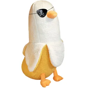 ELAINREN Priate Banana Duck Plush Pillow Halloween Banana Duck Stuffed Animal with Pirate Eyepatch/19.6''